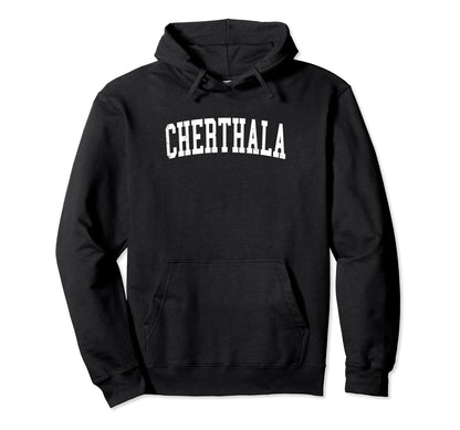 Cherthala India Distressed White Varsity Hoodie - Novelty Apparel Men Women - T-Shirt, Sweatshirt, Hoodie
