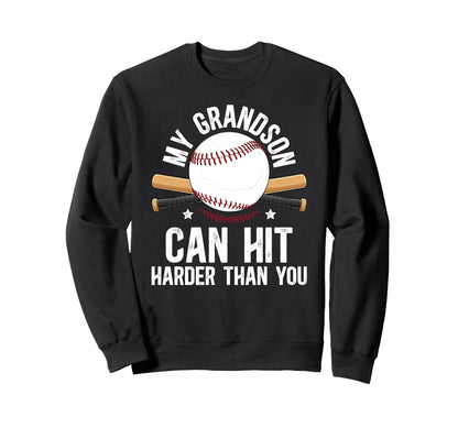My Grandson Baseball Grandpa Baseball Sweatshirt - Trendy Graphic Unisex - T-Shirt, Sweatshirt, Hoodie