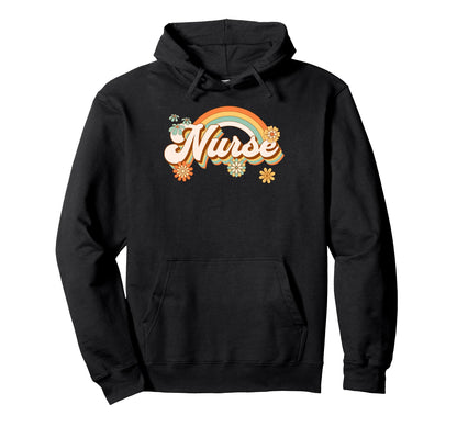70S Groovy Registered Nursing Hippie Hoodie - Trendy Graphic for Adults - T-Shirt, Sweatshirt, Hoodie