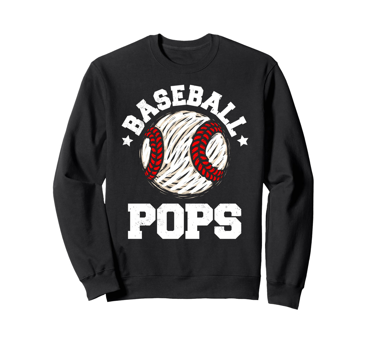 Baseball Pops Distressed Funny Grandpa Sweatshirt - Graphic Print Unisex - T-Shirt, Sweatshirt, Hoodie