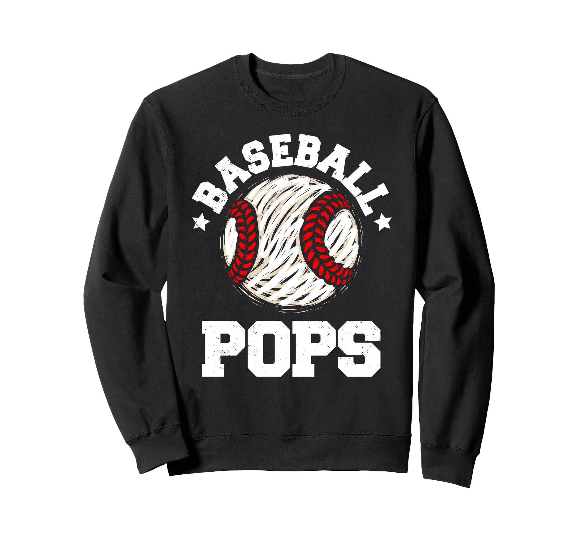 Baseball Pops Distressed Funny Grandpa Sweatshirt - Graphic Print Unisex - T-Shirt, Sweatshirt, Hoodie