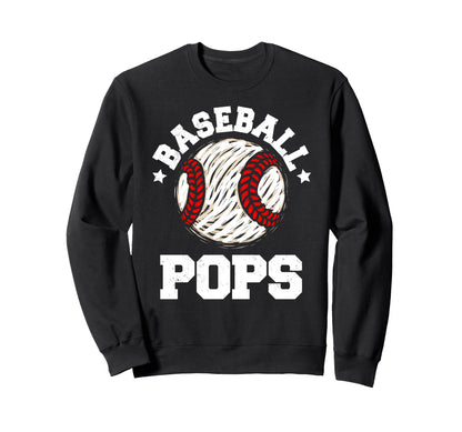 Baseball Pops Distressed Funny Grandpa Sweatshirt - Graphic Print Unisex - T-Shirt, Sweatshirt, Hoodie