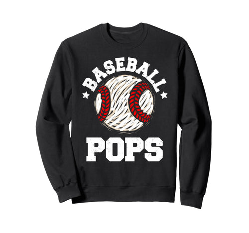 Baseball Pops Distressed Funny Grandpa Sweatshirt - Graphic Print Unisex - T-Shirt, Sweatshirt, Hoodie