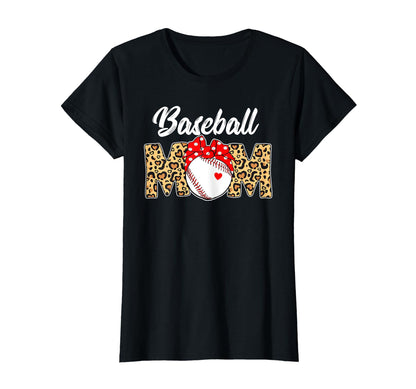 Baseball Mom Leopard Messy Bun Game T-Shirt - Fun Novelty Design Unisex - T-Shirt, Sweatshirt, Hoodie