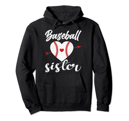 Baseball Sister Heart Proud Outfit Hoodie - Casual Everyday Wear Men Women - T-Shirt, Sweatshirt, Hoodie