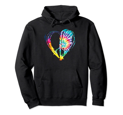 Peace And Love Sign Hand Tie Dye Hoodie - Casual Everyday Wear Men Women - T-Shirt, Sweatshirt, Hoodie