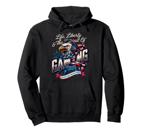 Patriotic Usa Gamer Proud Video Games Hoodie - Novelty Apparel for Adults - T-Shirt, Sweatshirt, Hoodie