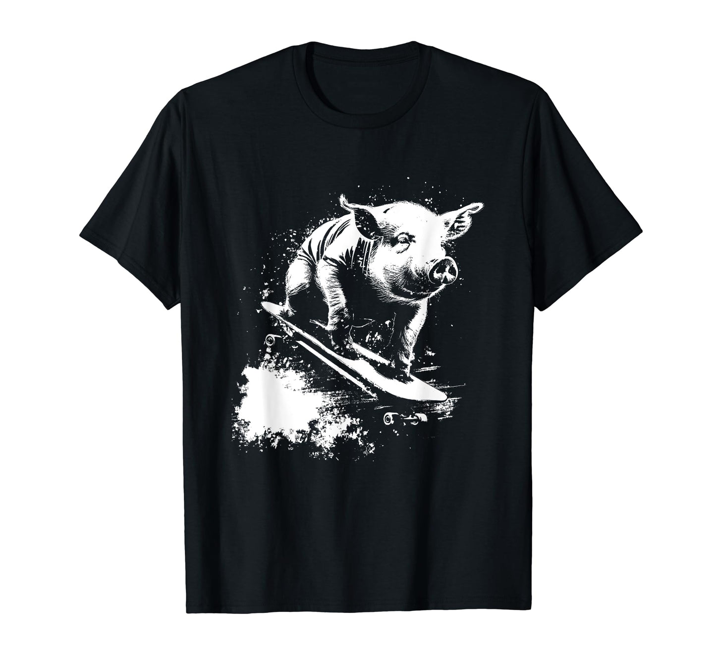 Funny Pig Riding Skateboard 90S T-Shirt - Minimalist Print Men Women - T-Shirt, Sweatshirt, Hoodie