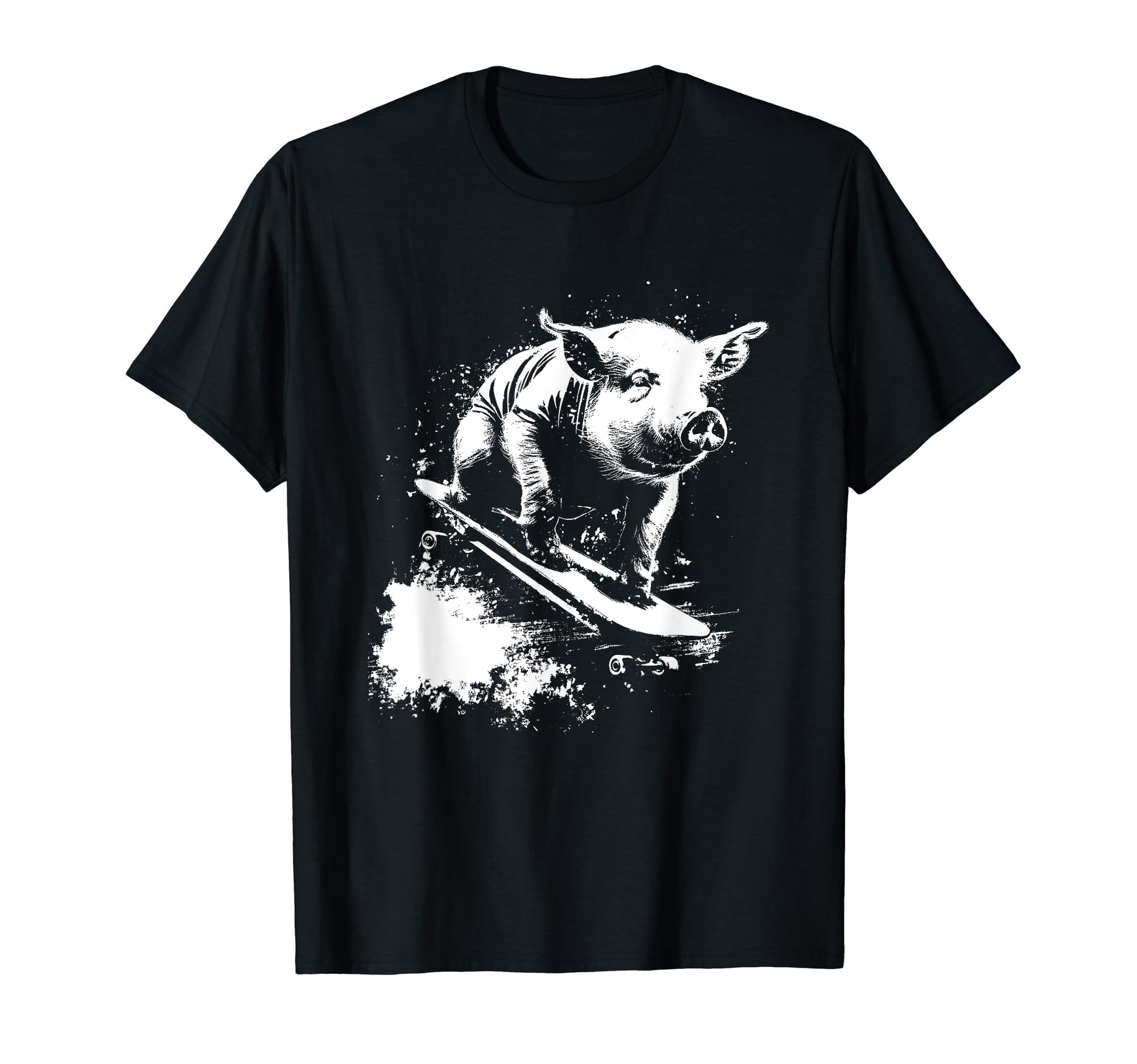 Funny Pig Riding Skateboard 90S T-Shirt - Minimalist Print Men Women - T-Shirt, Sweatshirt, Hoodie