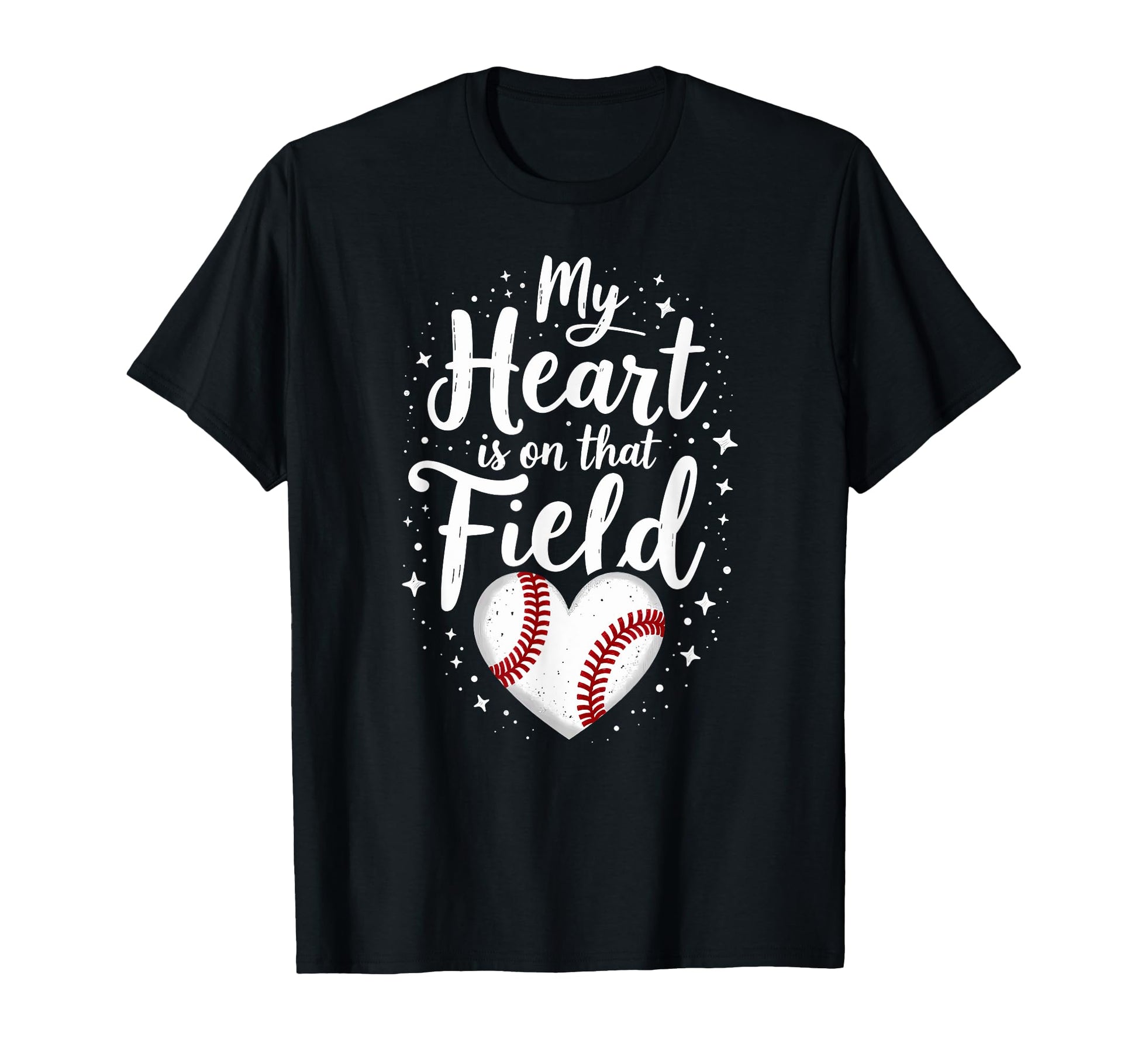 My Heart Is That Field Softball Dad Mom T-Shirt - Novelty Apparel Men Women - T-Shirt, Sweatshirt, Hoodie