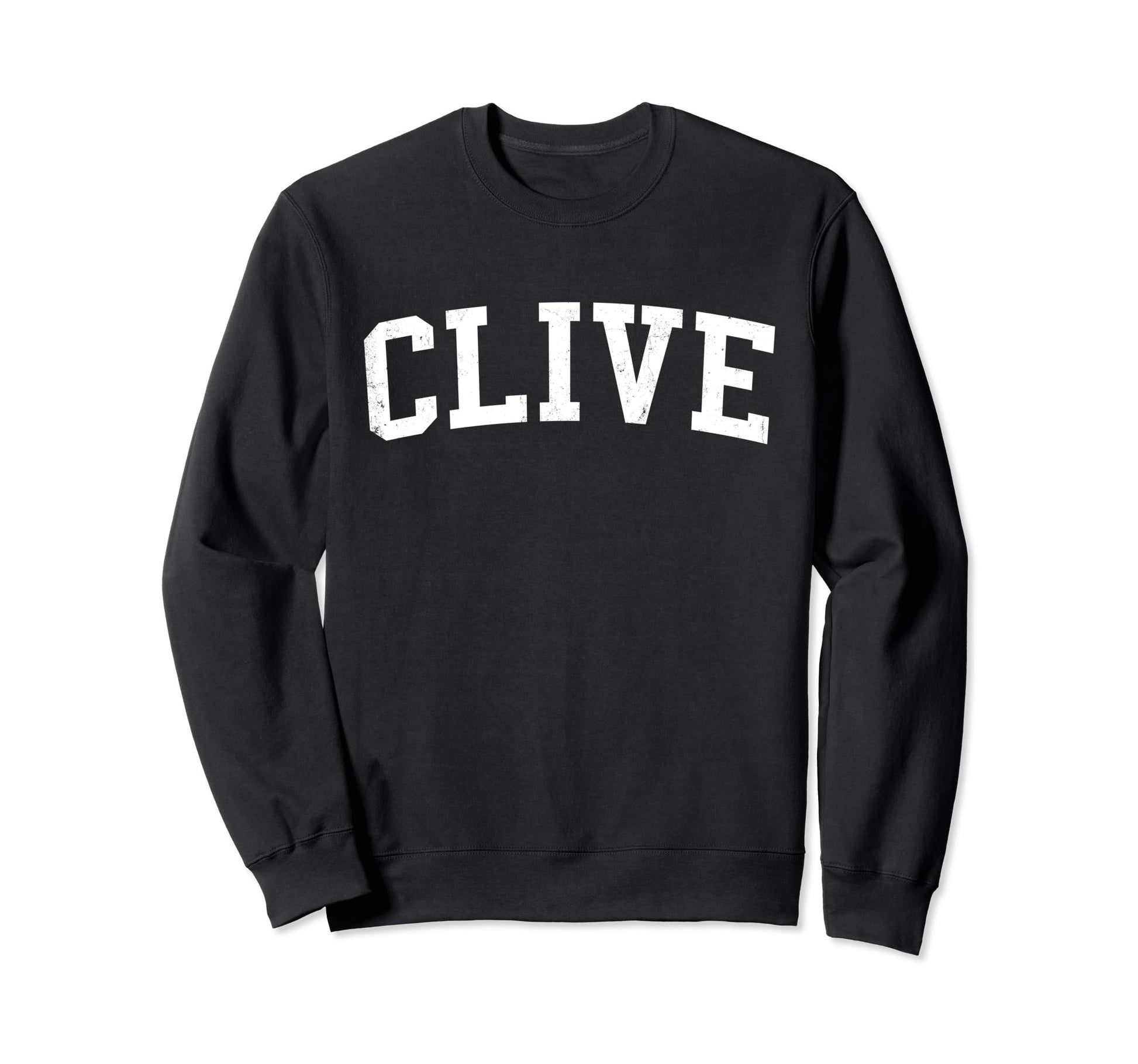 Clive Ia Distressed White Varsity Sweatshirt - Aesthetic Graphic Men Women - T-Shirt, Sweatshirt, Hoodie
