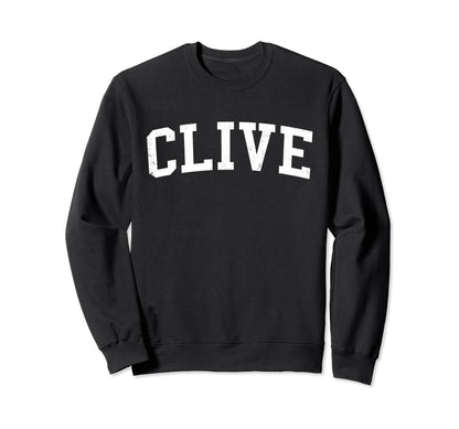 Clive Ia Distressed White Varsity Sweatshirt - Aesthetic Graphic Men Women - T-Shirt, Sweatshirt, Hoodie