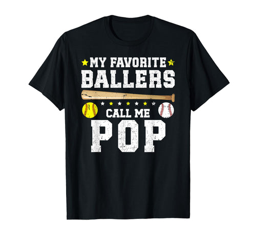 My Favorite Ballers Call Me Pop Baseball T-Shirt - Graphic Print Unisex - T-Shirt, Sweatshirt, Hoodie