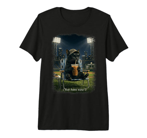 Funny Cat Black Ballfield Baseball T-Shirt - Custom Art Print Men Women - T-Shirt, Sweatshirt, Hoodie