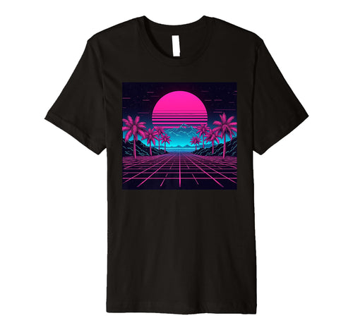80S Vaporwave Aesthetic Palm Trees T-Shirt - Unique Graphic for Adults - T-Shirt, Sweatshirt, Hoodie