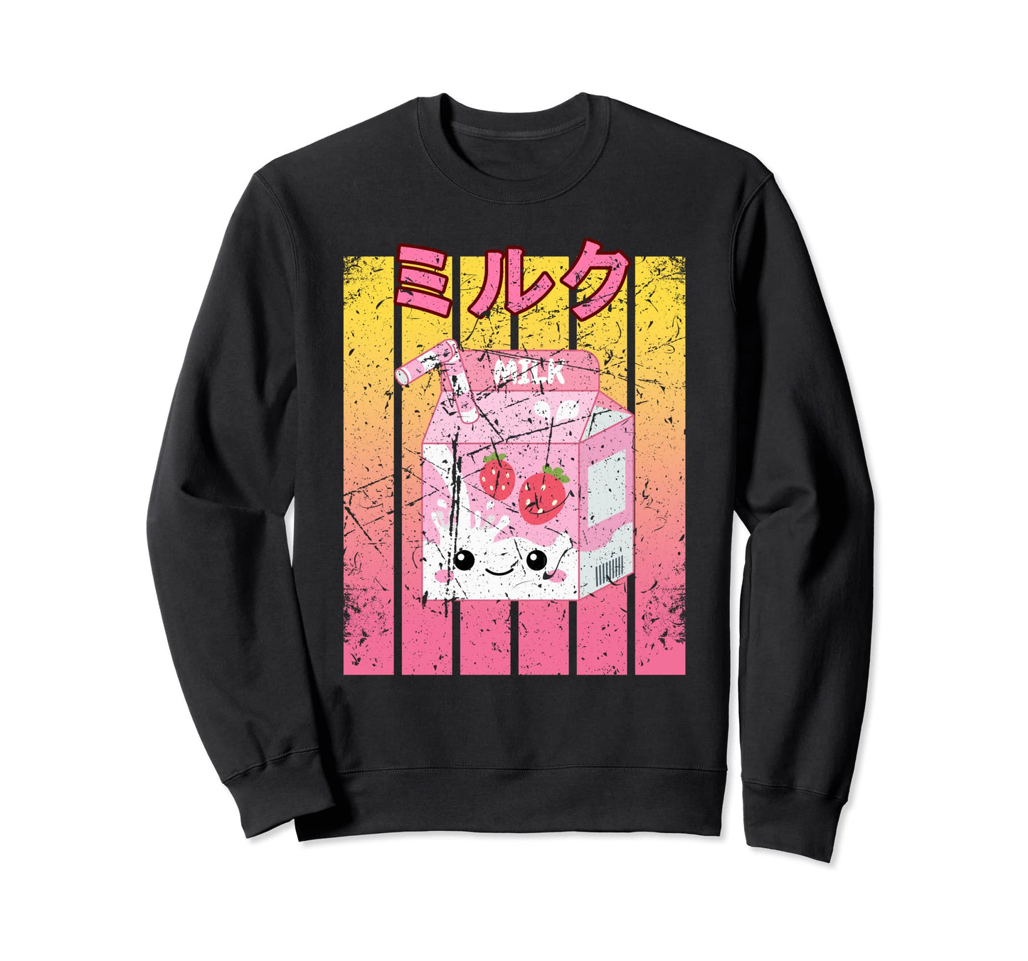 Kawaii Strawberry Milk Japanese Anime Sweatshirt - Graphic Print Men Women - T-Shirt, Sweatshirt, Hoodie