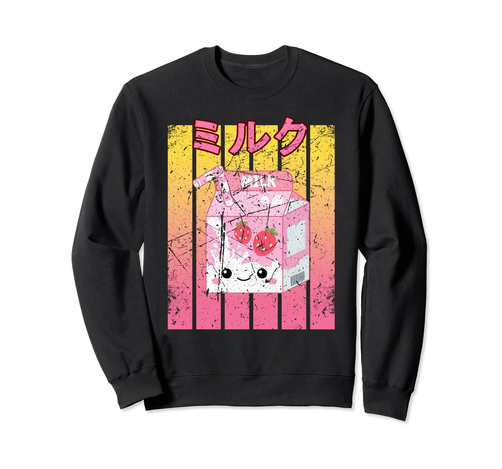 Kawaii Strawberry Milk Japanese Anime Sweatshirt - Graphic Print Men Women - T-Shirt, Sweatshirt, Hoodie