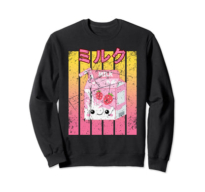 Kawaii Strawberry Milk Japanese Anime Sweatshirt - Graphic Print Men Women - T-Shirt, Sweatshirt, Hoodie