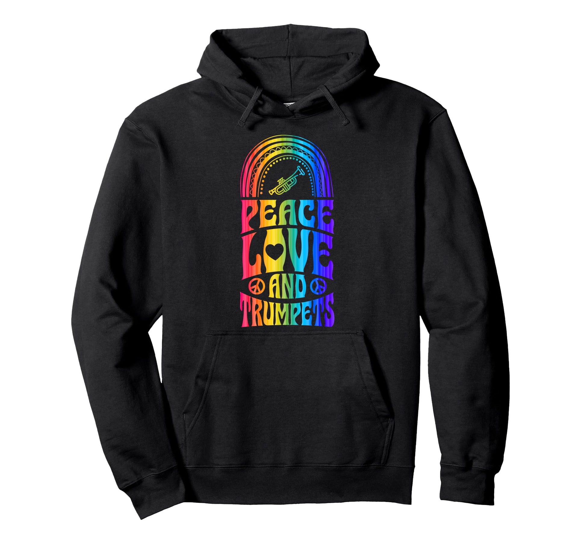 Peace Love And Trumpets Bohemian Hoodie - Novelty Apparel for Adults - T-Shirt, Sweatshirt, Hoodie