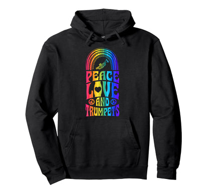 Peace Love And Trumpets Bohemian Hoodie - Novelty Apparel for Adults - T-Shirt, Sweatshirt, Hoodie
