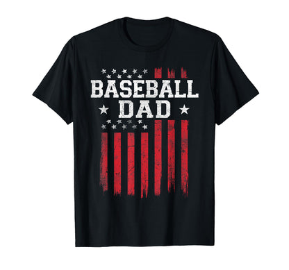 Baseball Dad Proud American Flag Usa T-Shirt - Novelty Apparel Men Women - T-Shirt, Sweatshirt, Hoodie