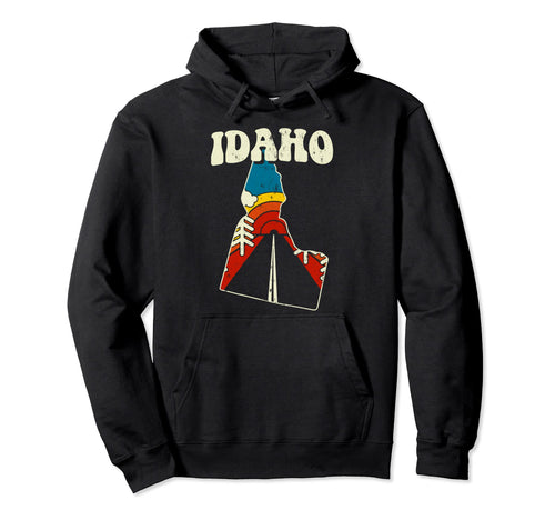 Idaho State Rainbow Hippie 70S Map Hoodie - Fun Novelty Design for Adults - T-Shirt, Sweatshirt, Hoodie