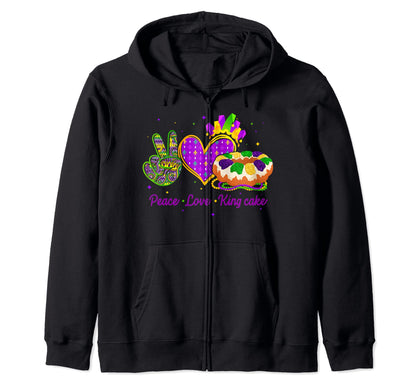 Peace Love King Cake Funny Mardi Sweatshirt - Aesthetic Graphic for Adults - T-Shirt, Sweatshirt, Hoodie