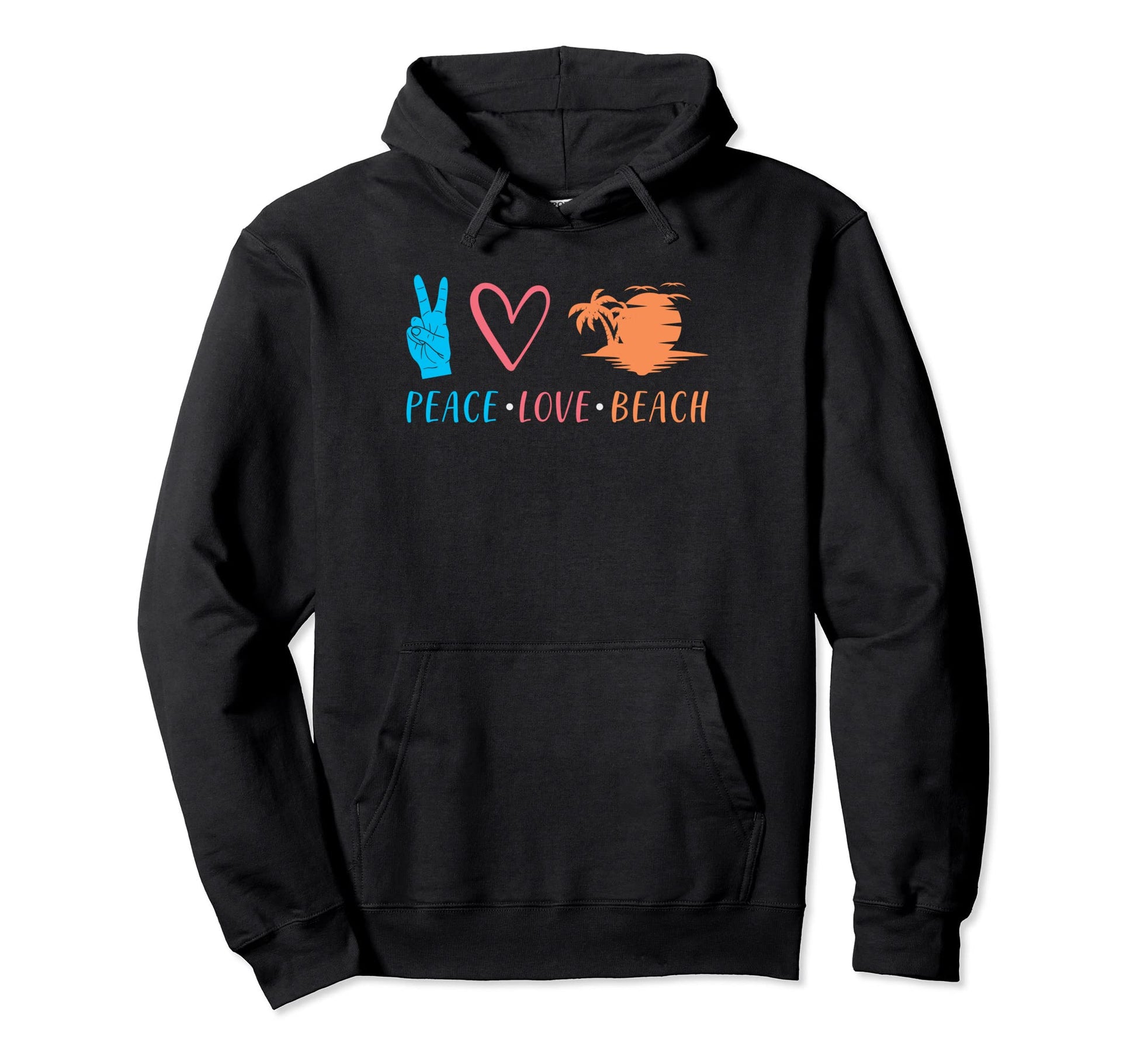 Peace Love Beach Island Tropical Hoodie - Fun Novelty Design Men Women - T-Shirt, Sweatshirt, Hoodie