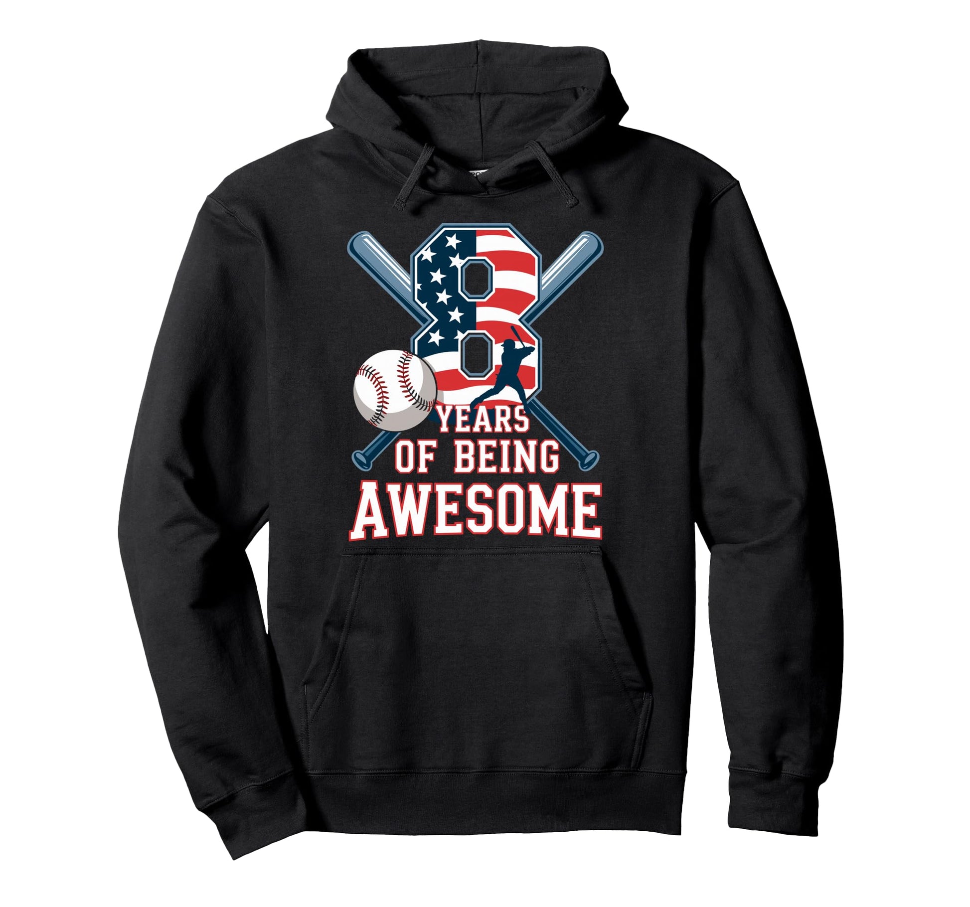 8 Years Being Awesome Baseball Hoodie - Casual Everyday Wear Men Women - T-Shirt, Sweatshirt, Hoodie