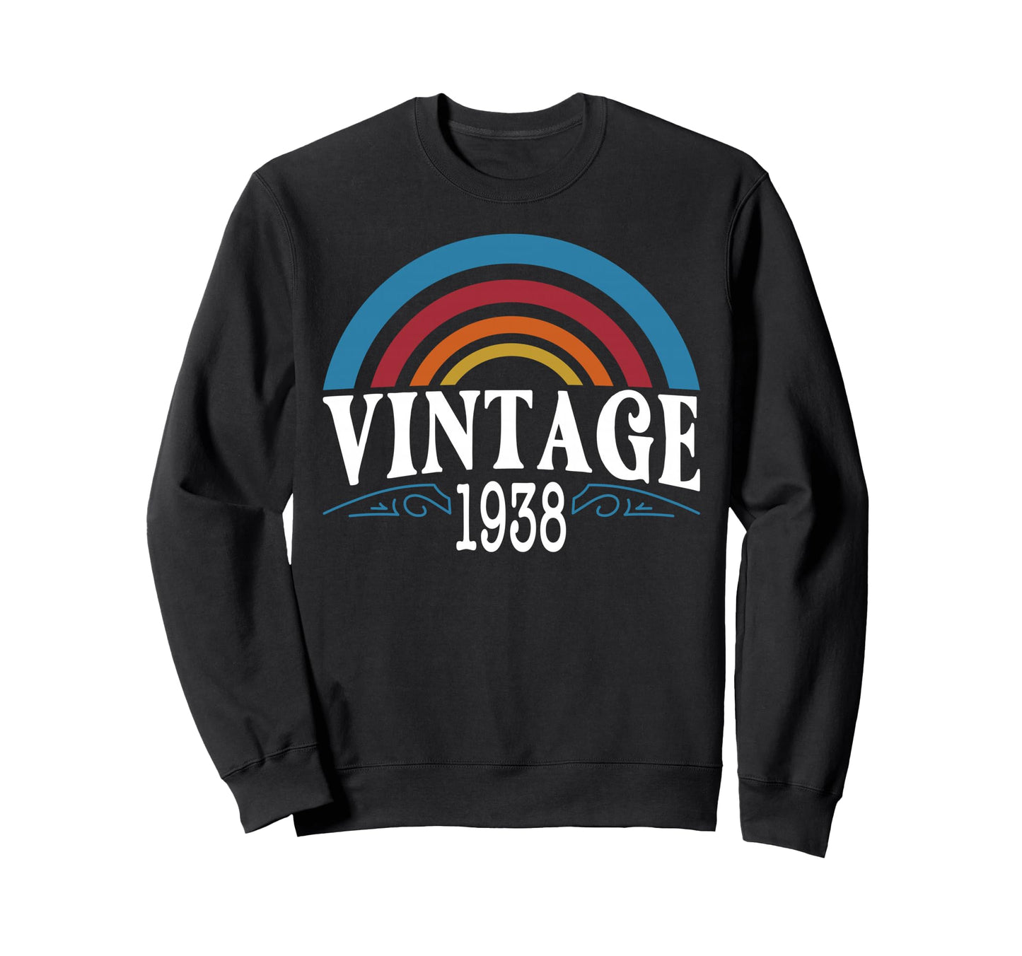 Rainbow 1938 86Th Birthday 86 Sweatshirt - Fun Novelty Design for Adults - T-Shirt, Sweatshirt, Hoodie