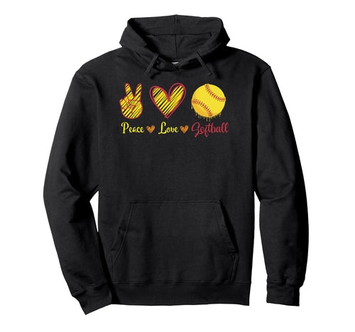 Peace Love Softball Mom Team Player Hoodie - Graphic Print Men Women - T-Shirt, Sweatshirt, Hoodie