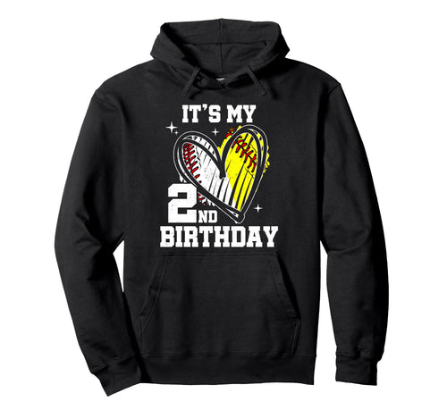 Its My 2Nd Birthday Baseball Softball Hoodie - Custom Art Print Men Women - T-Shirt, Sweatshirt, Hoodie