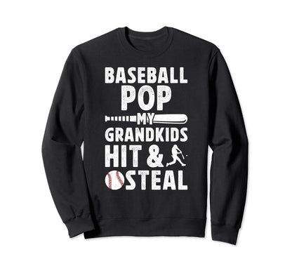 Baseball Pop Funny Grandpa Pop Sweatshirt - Trendy Graphic for Adults - T-Shirt, Sweatshirt, Hoodie