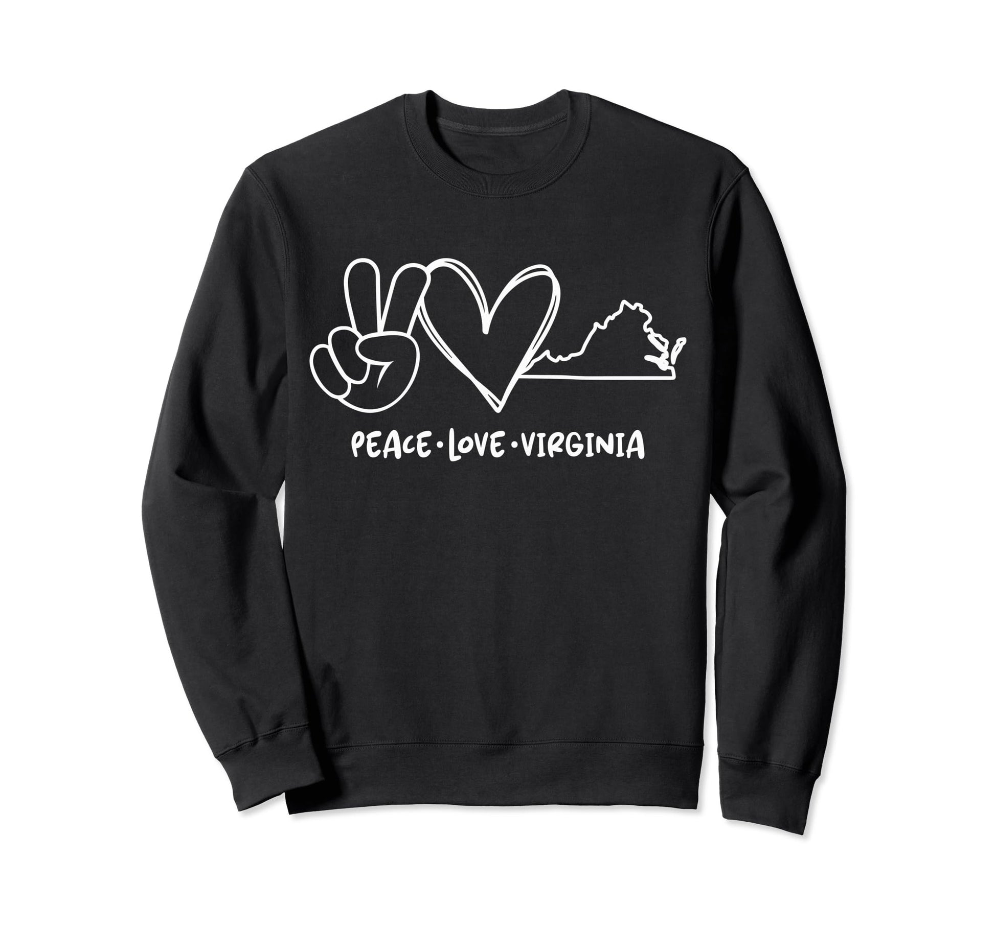 Peace Love Virginia Va Virginia Lovers Sweatshirt - Custom Art Print Unisex - T-Shirt, Sweatshirt, Hoodie