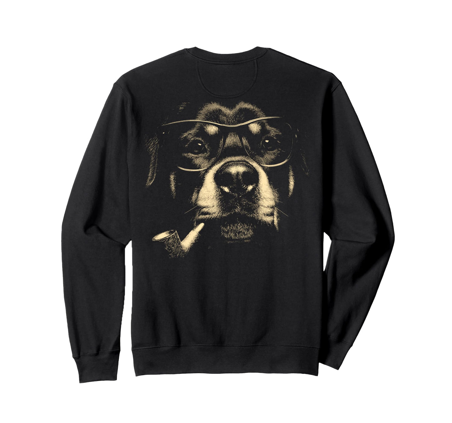 Rottweiler Glasses Smoking Pipe Sweatshirt - Custom Art Print for Adults - T-Shirt, Sweatshirt, Hoodie