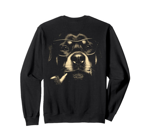 Rottweiler Glasses Smoking Pipe Sweatshirt - Custom Art Print for Adults - T-Shirt, Sweatshirt, Hoodie