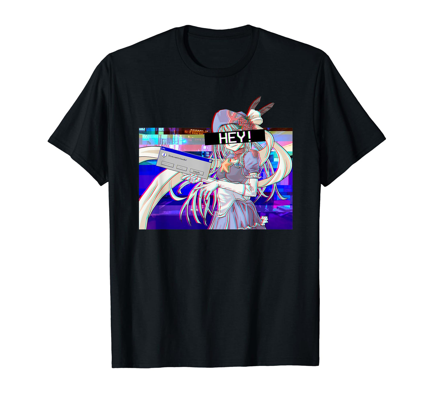 Anime Vaporwave Aesthetic Glitch T-Shirt - Minimalist Print for Adults - T-Shirt, Sweatshirt, Hoodie