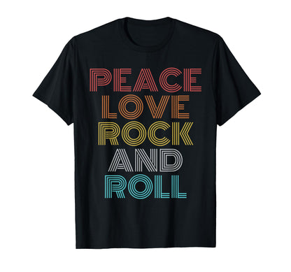 Peace Love Rock And Roll T-Shirt - Aesthetic Graphic for Adults - T-Shirt, Sweatshirt, Hoodie