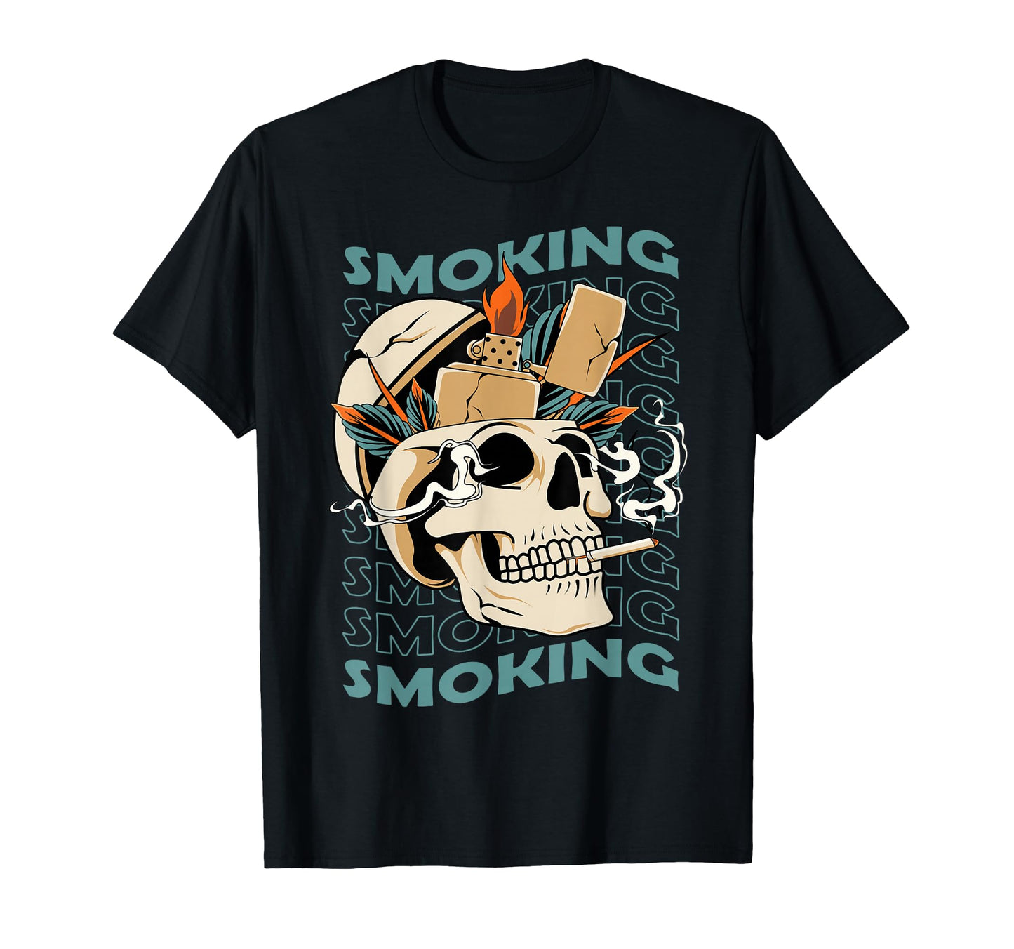 Smoking Skull Aesthetic Edgy T-Shirt - Minimalist Print Men Women - T-Shirt, Sweatshirt, Hoodie