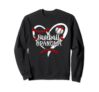 Baseball Grandma Heart Grandma Sweatshirt - Streetwear Style Unisex - T-Shirt, Sweatshirt, Hoodie