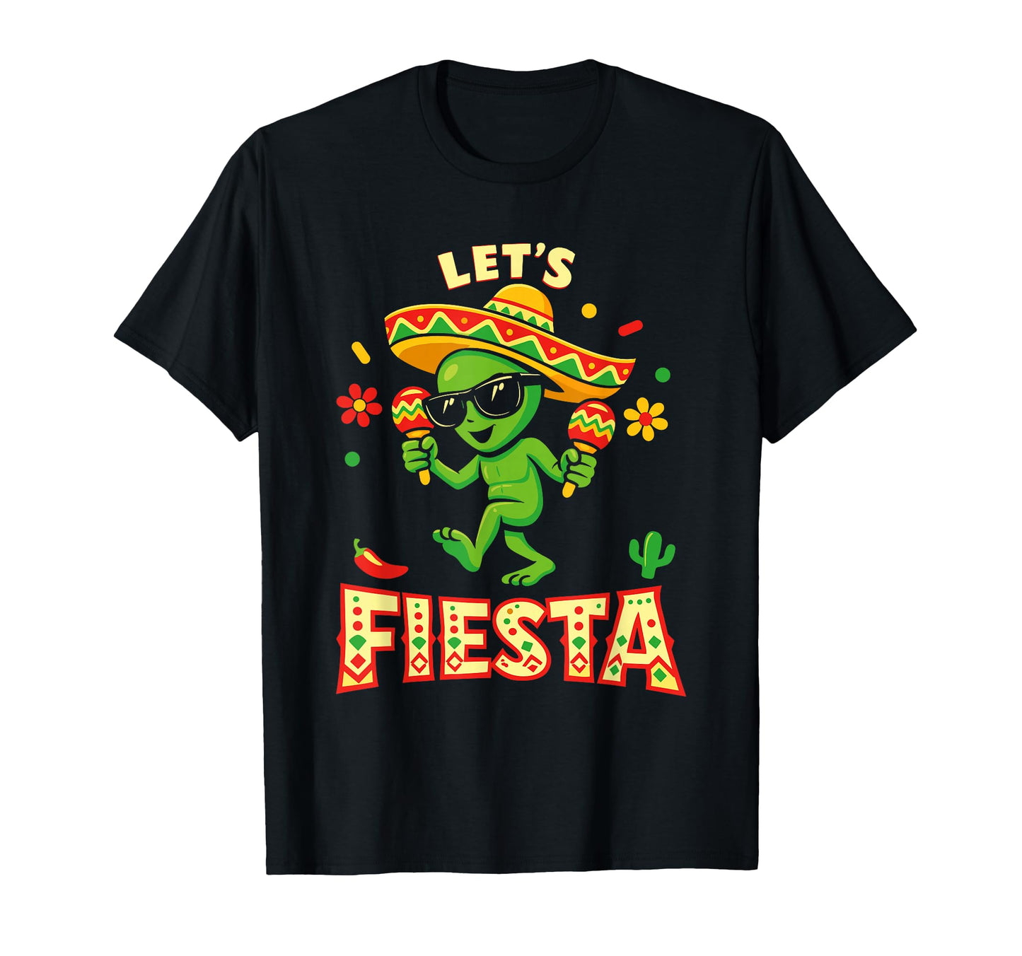 Alien Lets Fiesta Cinco De Mayo T-Shirt - Aesthetic Graphic for Adults - T-Shirt, Sweatshirt, Hoodie