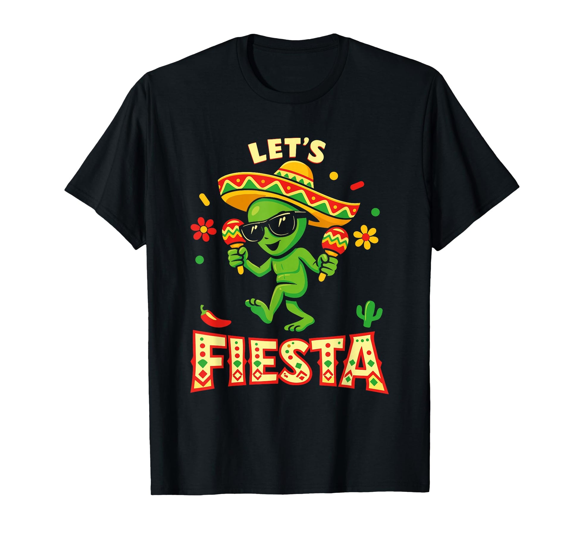 Alien Lets Fiesta Cinco De Mayo T-Shirt - Aesthetic Graphic for Adults - T-Shirt, Sweatshirt, Hoodie