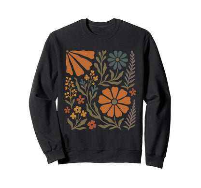 Boho Wildflower Floral Aesthetic Sweatshirt - Aesthetic Graphic for Adults - T-Shirt, Sweatshirt, Hoodie