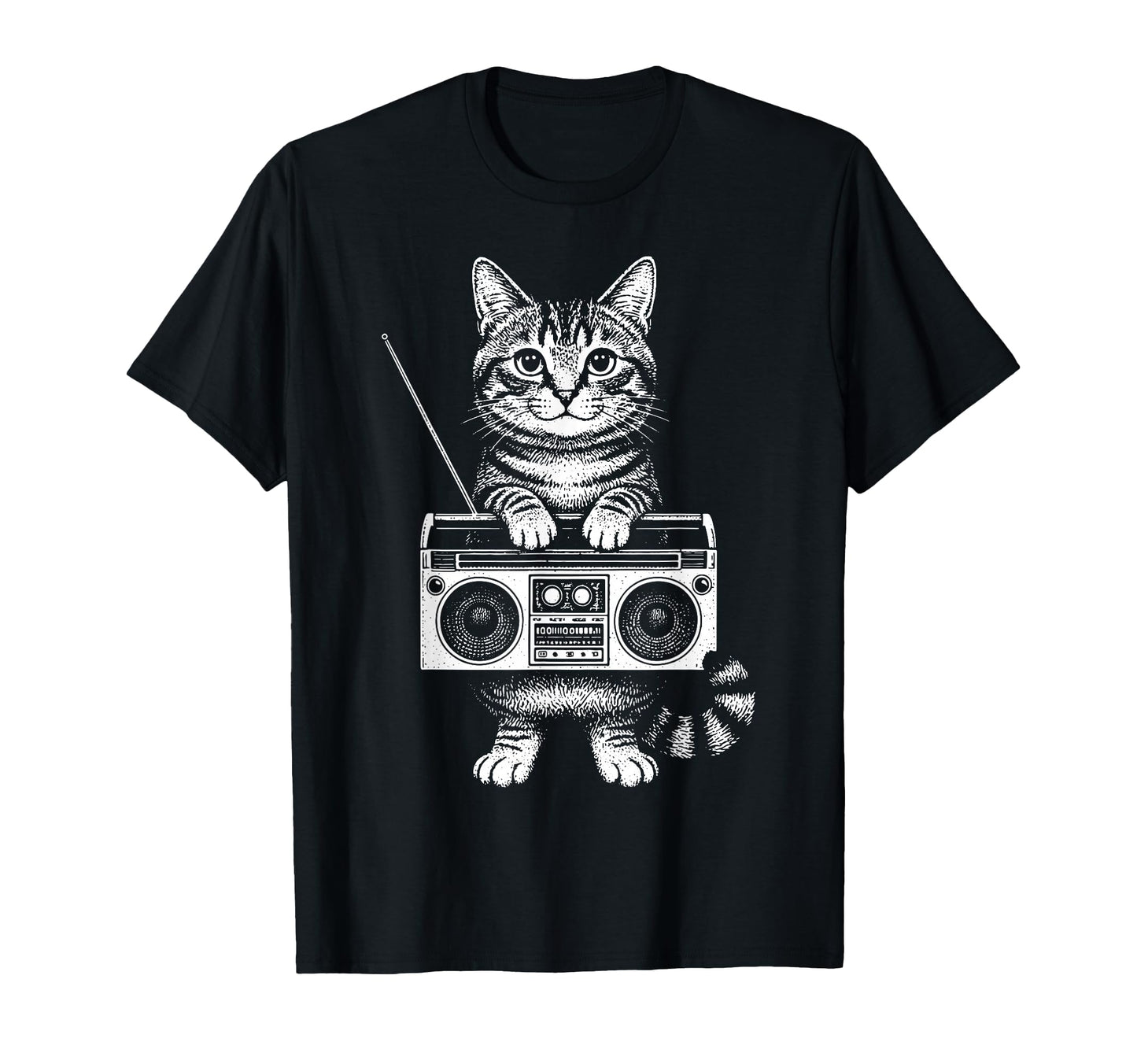 Cat Boombox Kitten Box Radio Cd Player T-Shirt - Graphic Print Men Women - T-Shirt, Sweatshirt, Hoodie