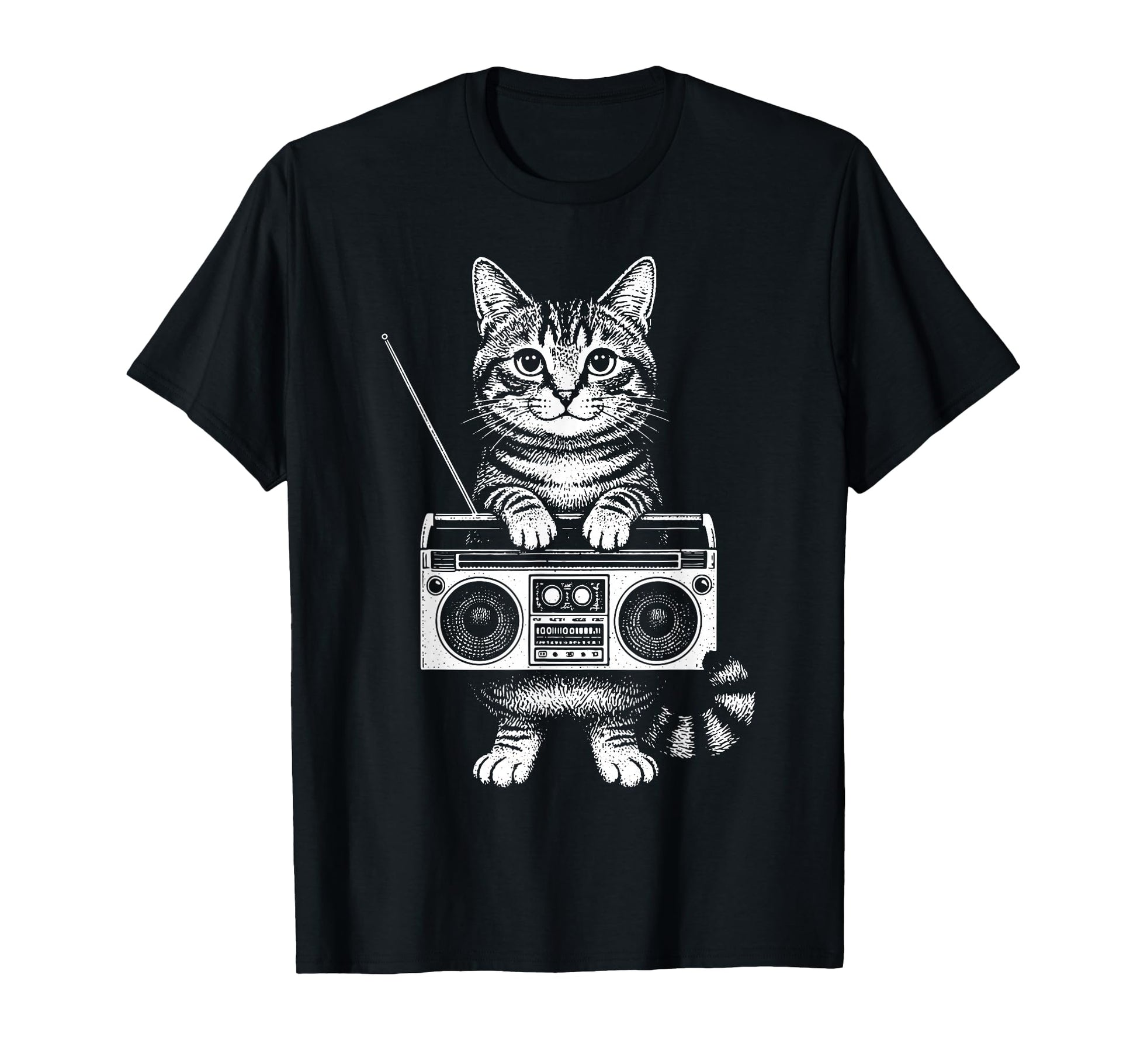 Cat Boombox Kitten Box Radio Cd Player T-Shirt - Graphic Print Men Women - T-Shirt, Sweatshirt, Hoodie