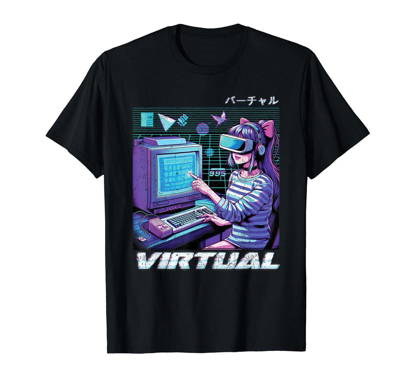 Virtual Anime Vaporwave Aesthetic T-Shirt - Trendy Graphic for Adults - T-Shirt, Sweatshirt, Hoodie