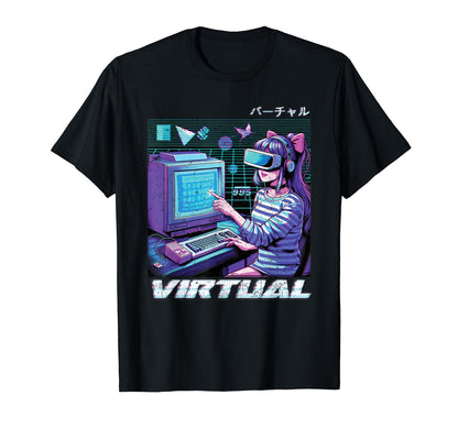 Virtual Anime Vaporwave Aesthetic T-Shirt - Trendy Graphic for Adults - T-Shirt, Sweatshirt, Hoodie