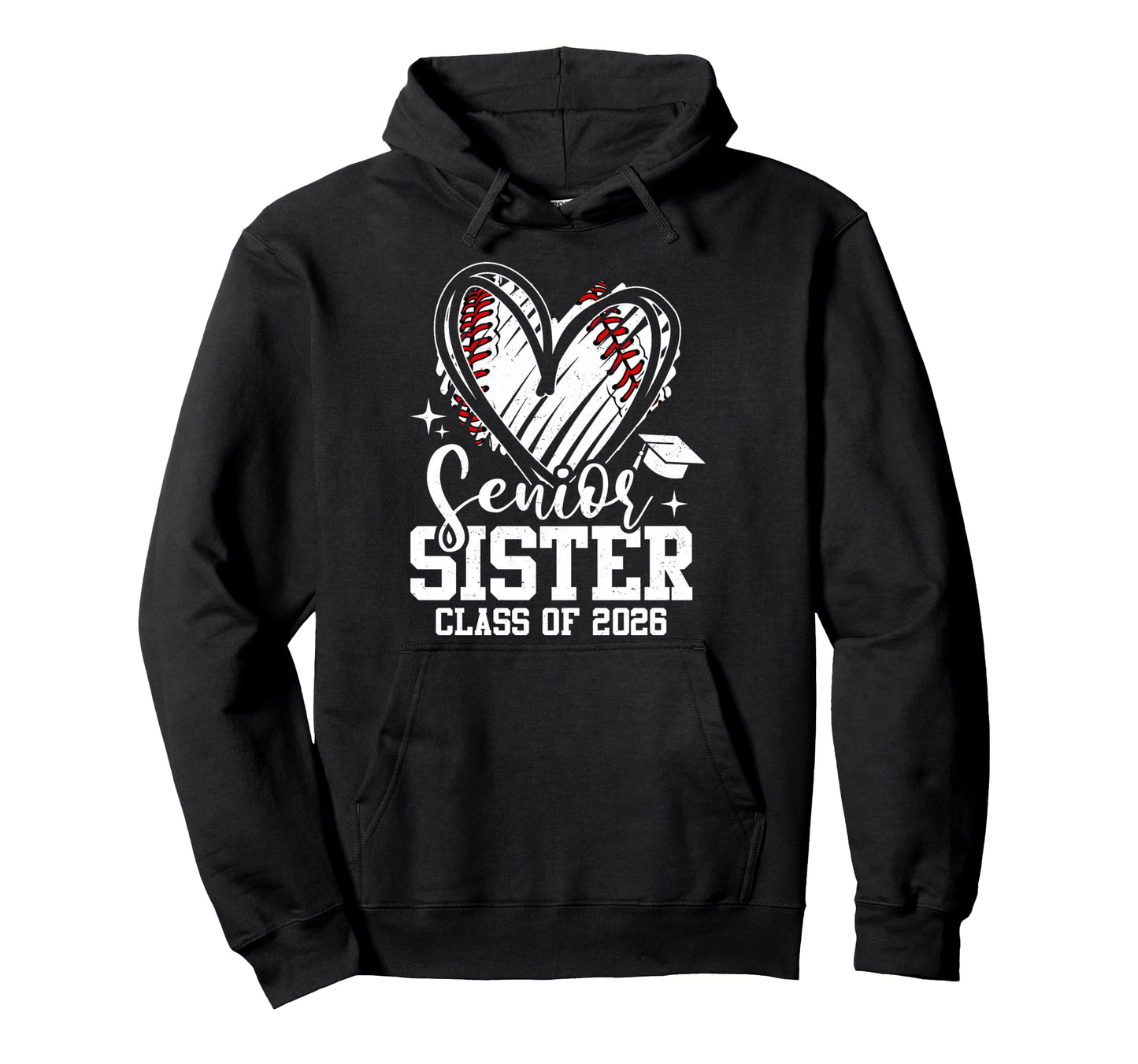 Senior Sister Class 2026 Baseball Hoodie - Aesthetic Graphic Men Women - T-Shirt, Sweatshirt, Hoodie