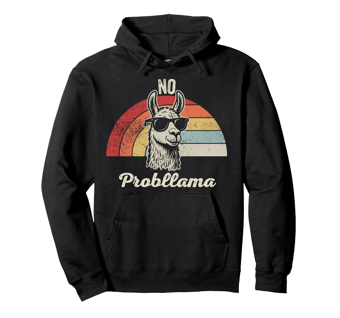 No Problama Funny Llama Rainbow Hoodie - Minimalist Print for Adults - T-Shirt, Sweatshirt, Hoodie