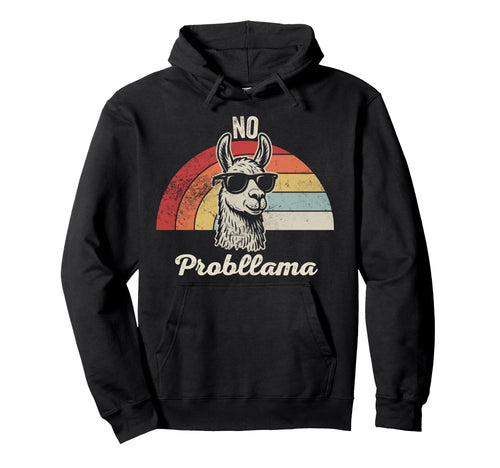 No Problama Funny Llama Rainbow Hoodie - Minimalist Print for Adults - T-Shirt, Sweatshirt, Hoodie